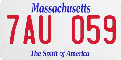 MA license plate 7AU059