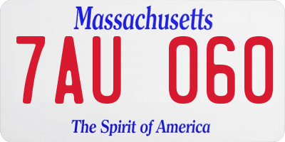 MA license plate 7AU060