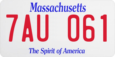 MA license plate 7AU061