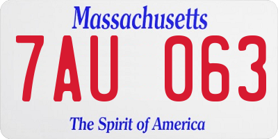MA license plate 7AU063