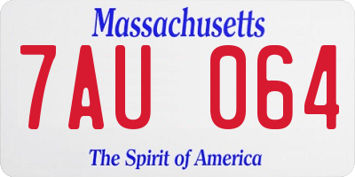 MA license plate 7AU064