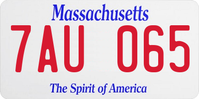 MA license plate 7AU065