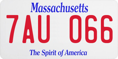 MA license plate 7AU066