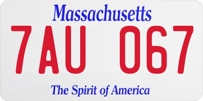 MA license plate 7AU067