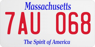 MA license plate 7AU068