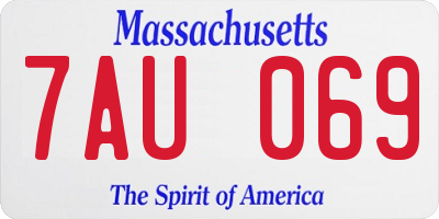 MA license plate 7AU069