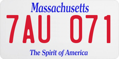 MA license plate 7AU071