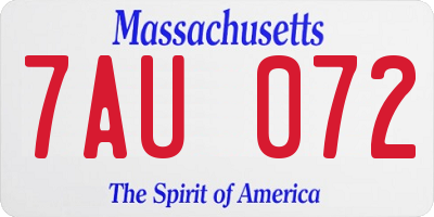 MA license plate 7AU072