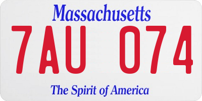 MA license plate 7AU074