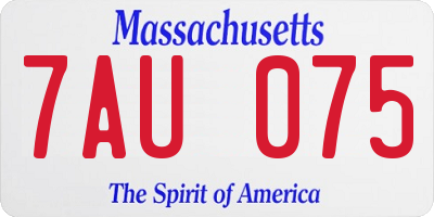 MA license plate 7AU075