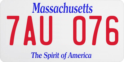 MA license plate 7AU076