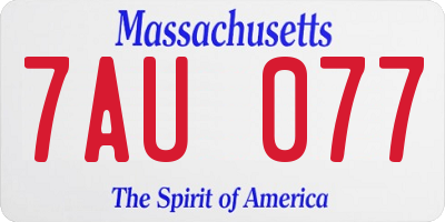 MA license plate 7AU077