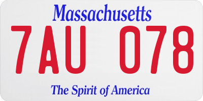 MA license plate 7AU078