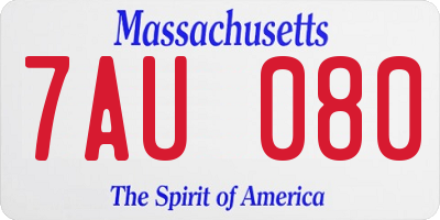 MA license plate 7AU080