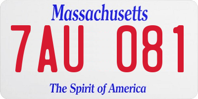 MA license plate 7AU081