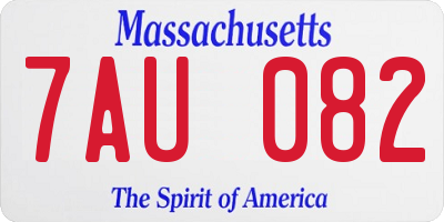 MA license plate 7AU082