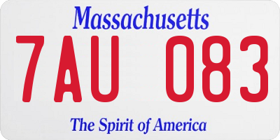 MA license plate 7AU083