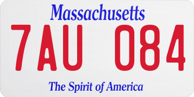 MA license plate 7AU084