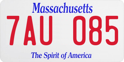 MA license plate 7AU085
