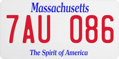 MA license plate 7AU086