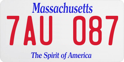 MA license plate 7AU087