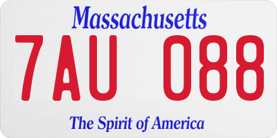 MA license plate 7AU088