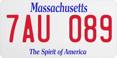 MA license plate 7AU089