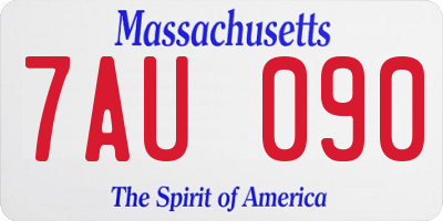 MA license plate 7AU090