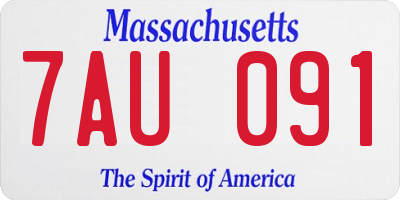 MA license plate 7AU091
