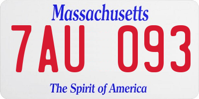 MA license plate 7AU093
