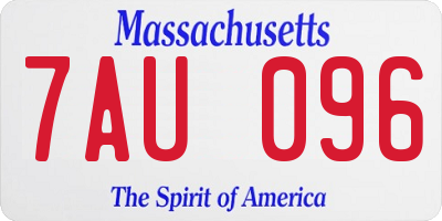 MA license plate 7AU096