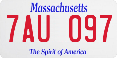 MA license plate 7AU097