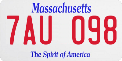 MA license plate 7AU098