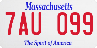 MA license plate 7AU099