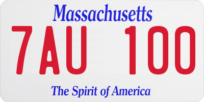 MA license plate 7AU100