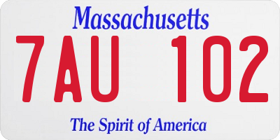 MA license plate 7AU102