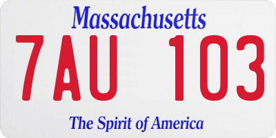 MA license plate 7AU103