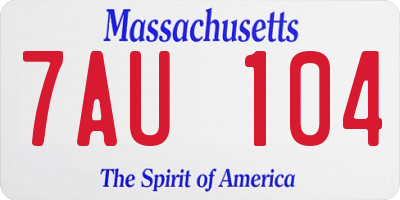 MA license plate 7AU104