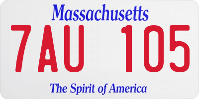MA license plate 7AU105