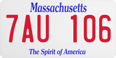 MA license plate 7AU106