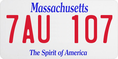 MA license plate 7AU107