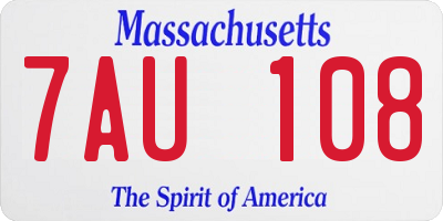 MA license plate 7AU108