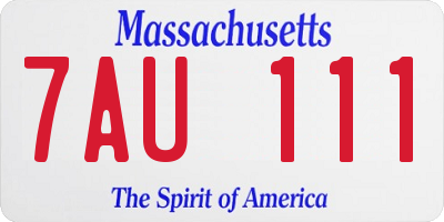MA license plate 7AU111
