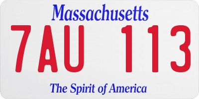 MA license plate 7AU113