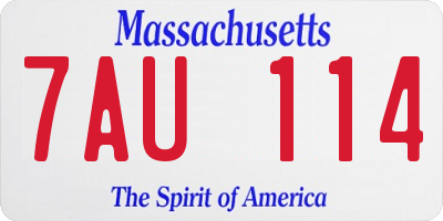MA license plate 7AU114