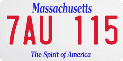 MA license plate 7AU115
