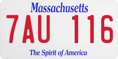 MA license plate 7AU116