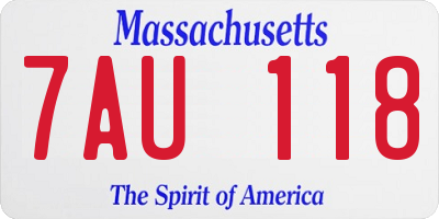 MA license plate 7AU118