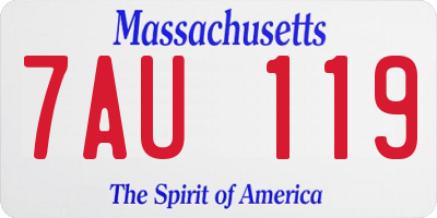 MA license plate 7AU119