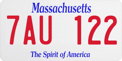 MA license plate 7AU122
